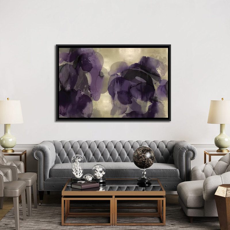 « cascade améthyste horizontal », impression sur toile, H 40 po x l 60 po x P 1,5 po, Toile avec cadre noir, Pas de tapis