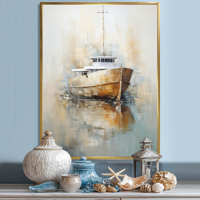 Minimalisme, bateau de pêche, horizon I, sur toile, H 32 po x l 24 po x P 1 po, Toile tendue