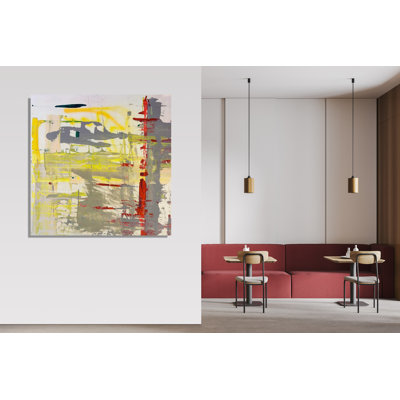 John Beard Red Yellow Gray Abstract - Wrapped Canvas Print