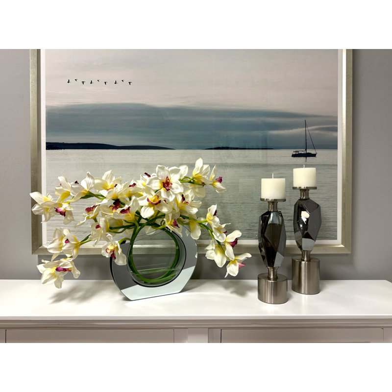 Orchid Arrangement in Mirrored Glass Vase