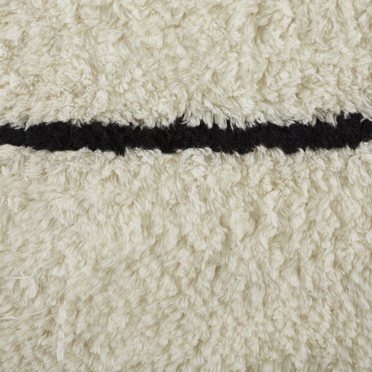Mayer Striped Hand Knotted Wool Ivory/Black Area Rug