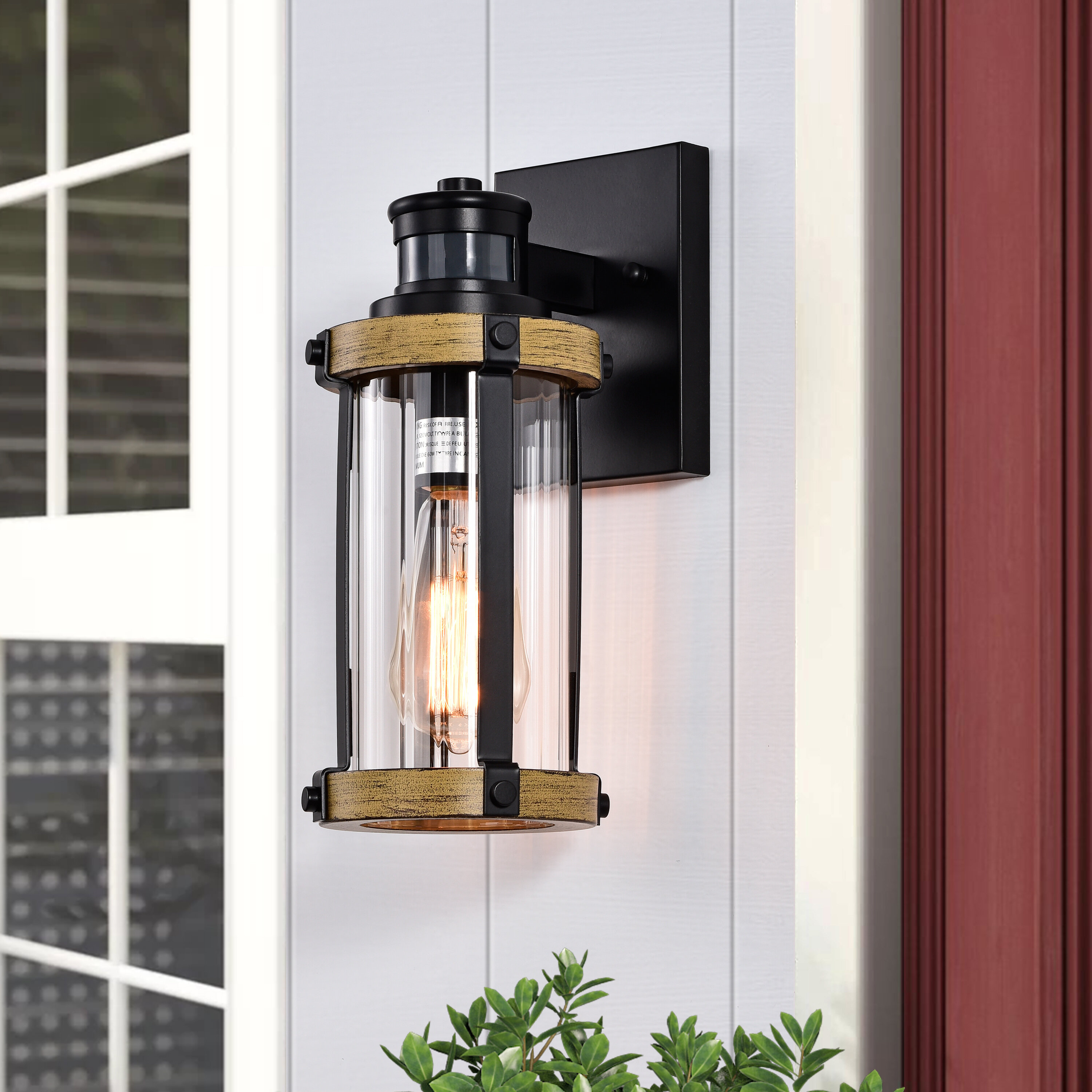 19 LED Outdoor Wall or Porch Lantern with Dusk to Dawn Sensor