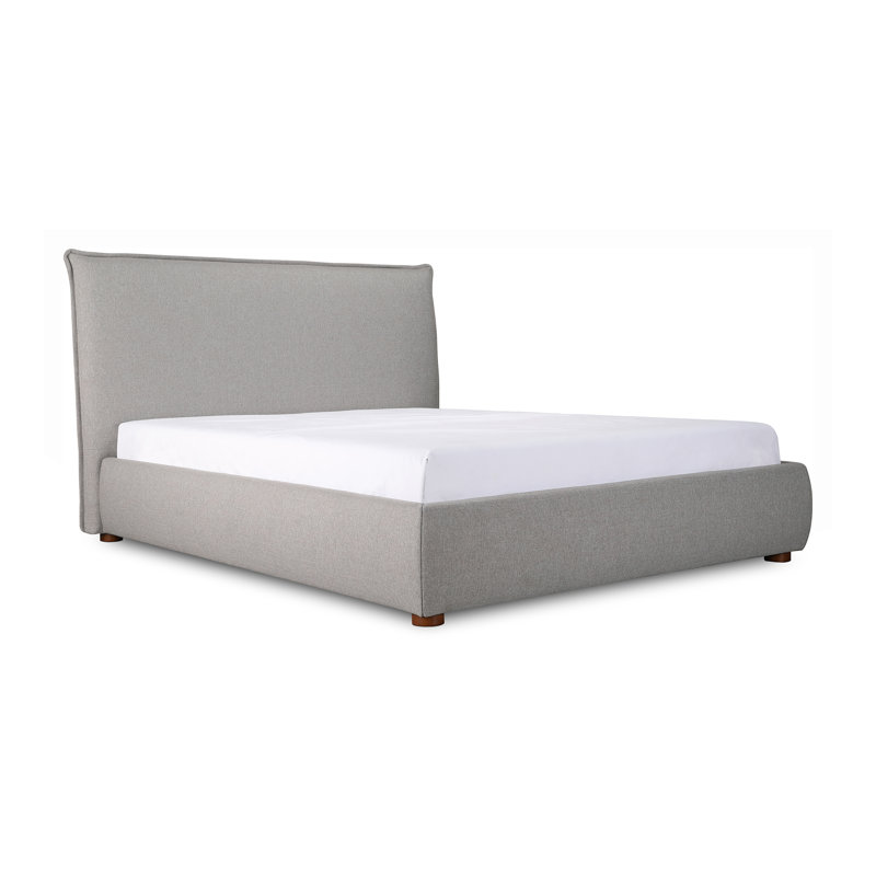 Lit plateforme tapissier Timothy, Grand, Tissu à tressage panier gris clair, 45.5