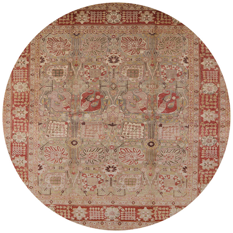 Tapis oriental cuivre / rose, Rond 8 pi