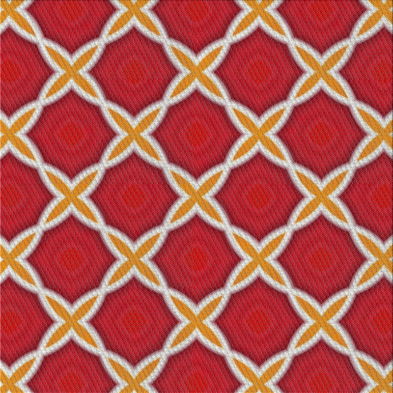 Tapis rouge/beige tissé à la machine, Carré 5 pi