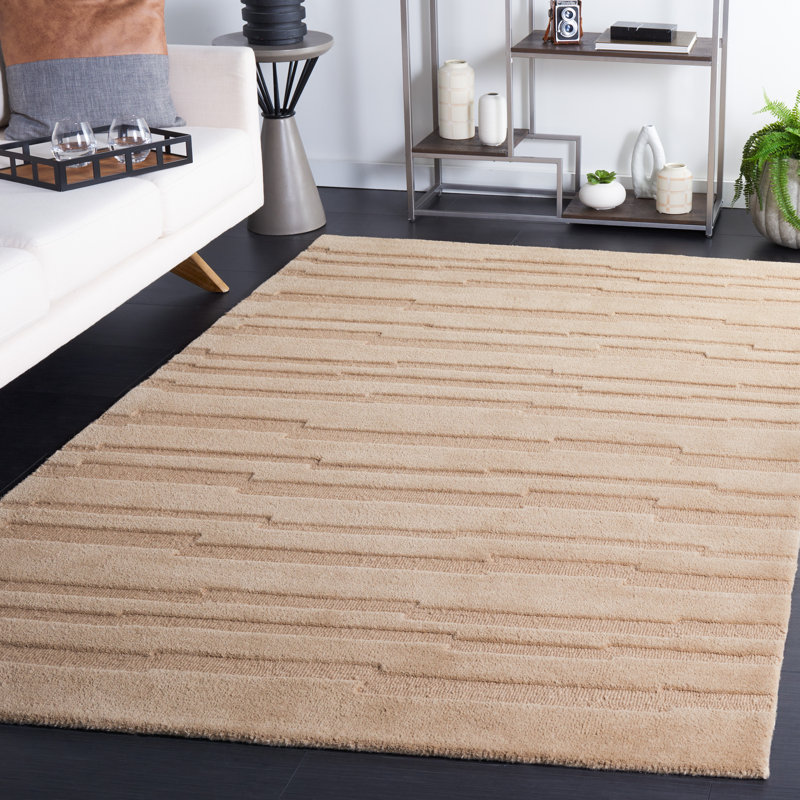 Elona Hand Tufted Cotton/Wool Taupe Rug, Rectangle de 5 pi x 8 pi
