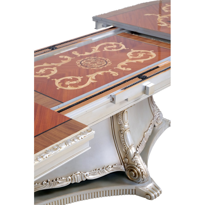Oval Mahogany Wood Dining Table, Antique Silver, 31" H x 116" L  x 50" D