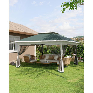 13x13 Pop-Up Gazebo with Double Roof and Mosquito Netting – Waterproof UV-Resistant Patio Canopy Tent