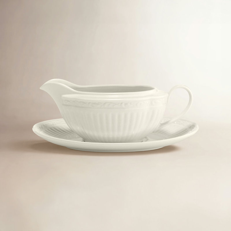 Ensemble de saucière et soucoupe Mikasa, campagne italienne, blanc