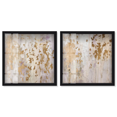 Ensemble de décoration murale « Visionary Creation » avec impression sous cadre-vitrine noir et or par Art Remedy, cadre noir, 12 x 12