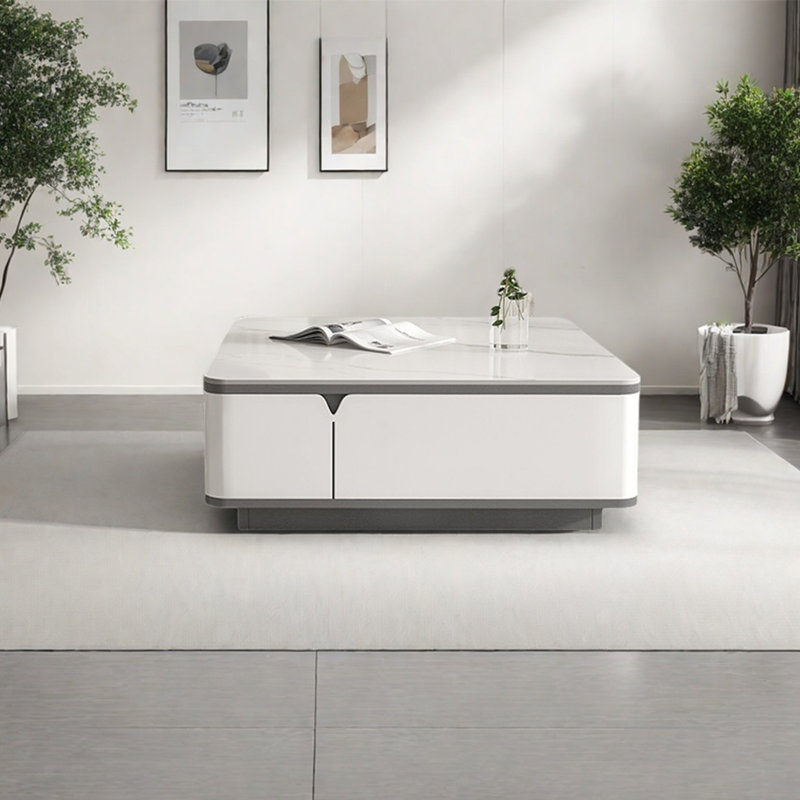 Modern square rock plate coffee table