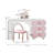 62.99"White and Pink Modern Vanity and Drawer cabinet With a Mirror and Makeup Stool