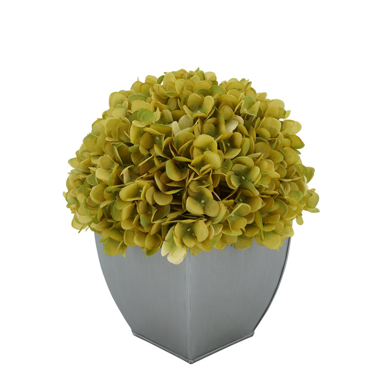 Arrangement d'hortensia en pot synthétique, Sauge, Argent