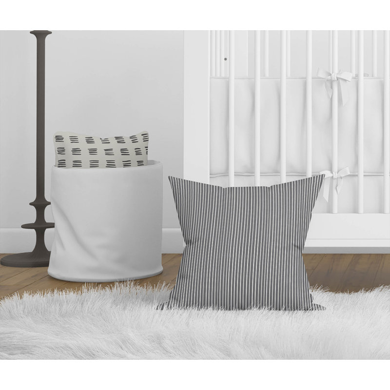 Random Stripes Charcoal Pillow, 16" H x 16" W