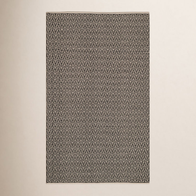 Bradshaw Zipper Black/Ivory Handwoven Cotton Rug