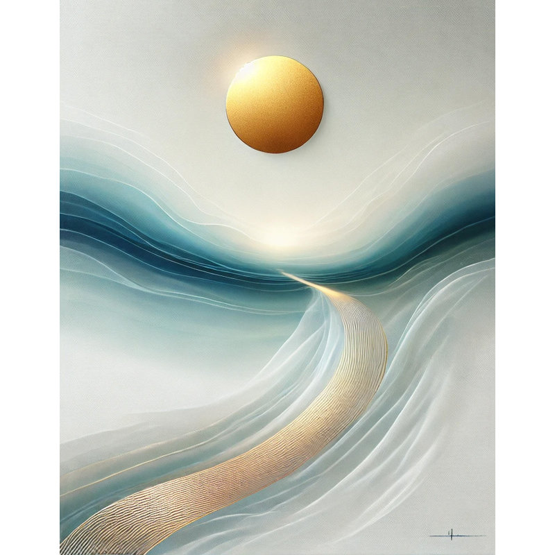 Golden Horizon Path - Art mural abstrait sur toile, H 36 po x l 24 po x P 1,5 po