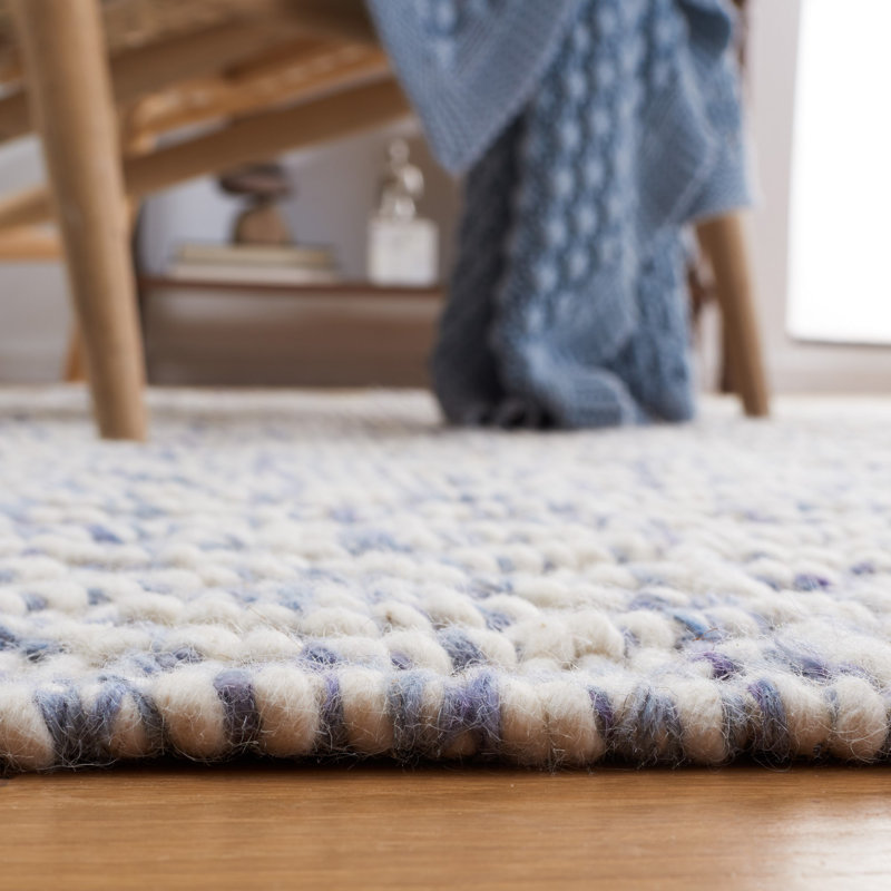 Tapis en laine / coton tissé à la main Juba en ivoire / gris, Rectangle 5 pi x 8 pi