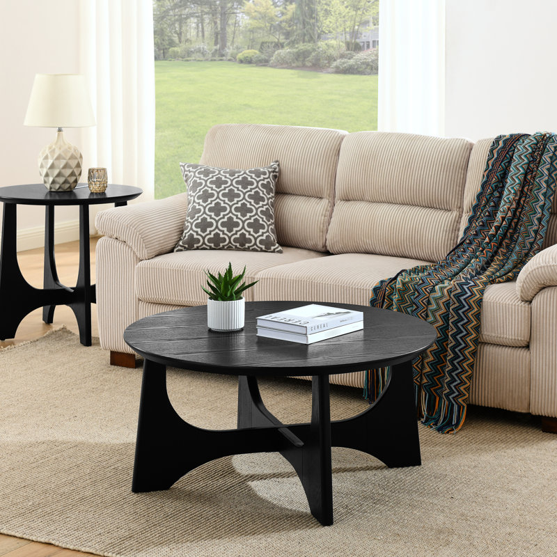 Table basse noire de 36 po avec structure gracieuse, s'adaptant à divers styles de 36 po, une construction stable et attrayante