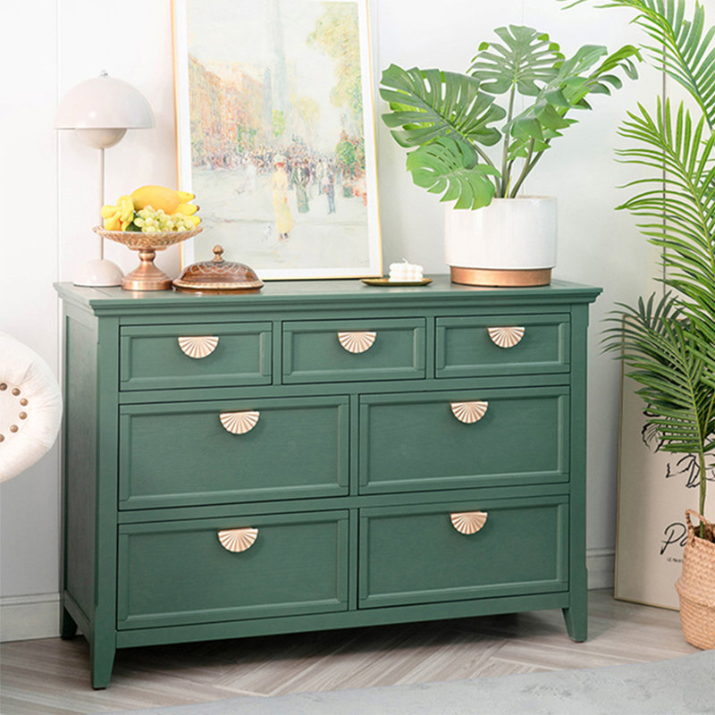 Commode d'appoint en bois d'hévéa à grande capacité American Retro