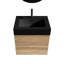 Meuble-lavabo 24 po avec lavabo une pièce noir mat, conception de grille unique, tiroirs muraux flottants en chêne flottant à fixation murale de couleur noyer, esthétique moderne