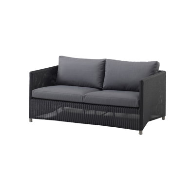 Diamond 59.1" Wide Outdoor Wicker Loveseat with Cushions