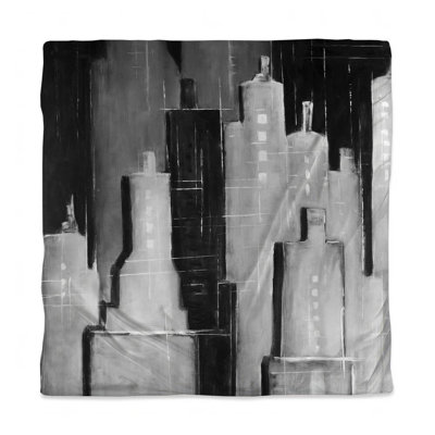 Industrial Abstract White Duvet Cover - Black & White Cityscape