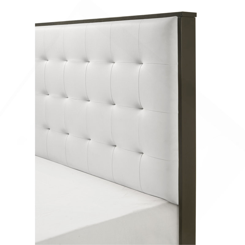 Panel Bed Button Tufted Headboard Wooden, King