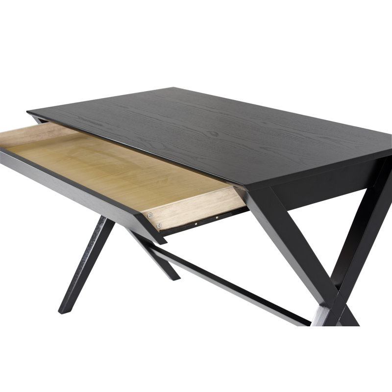 Swam Solid Wood Base Writing Desk, Black
