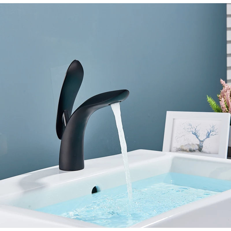 Robinet de salle de bain à un trou, Noir mat