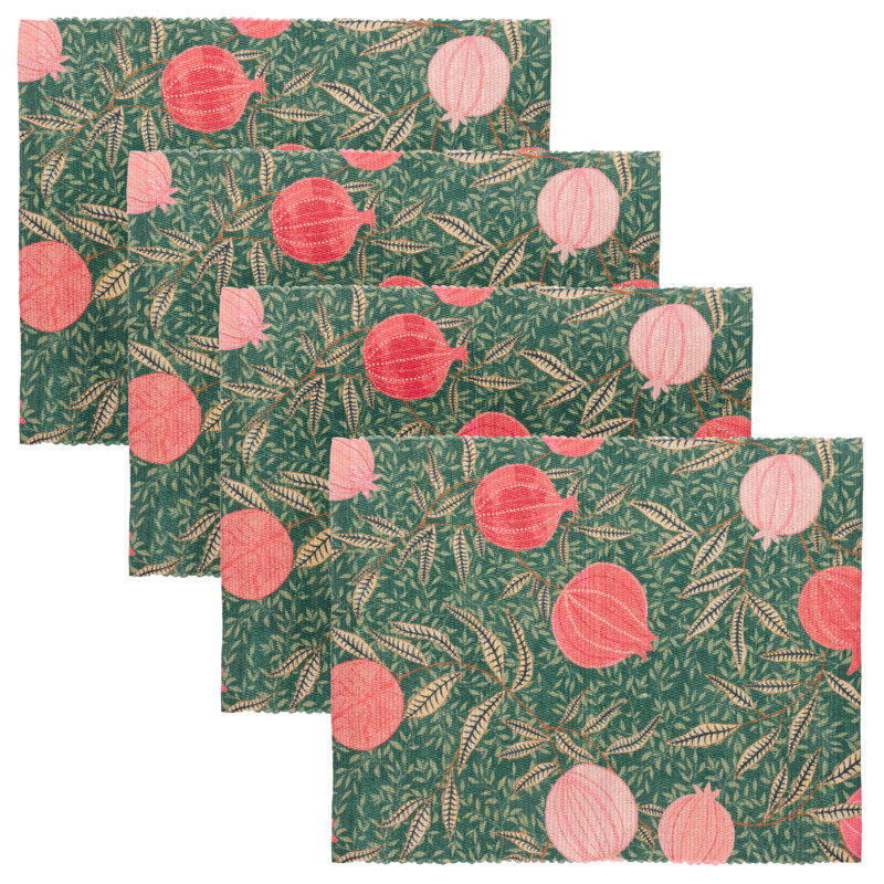 Pomegranate Polyester Floral Rectangle Placemat