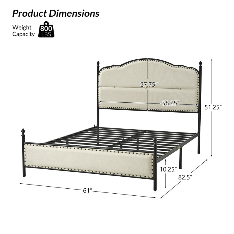 Lit plateforme tapissier Alaja, Bleu