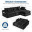 Canapé d'angle modulaire 4 pièces en chenille effet nuage, 110 pouces, avec coussins en mousse à mémoire de forme et pouf, noir-847835329