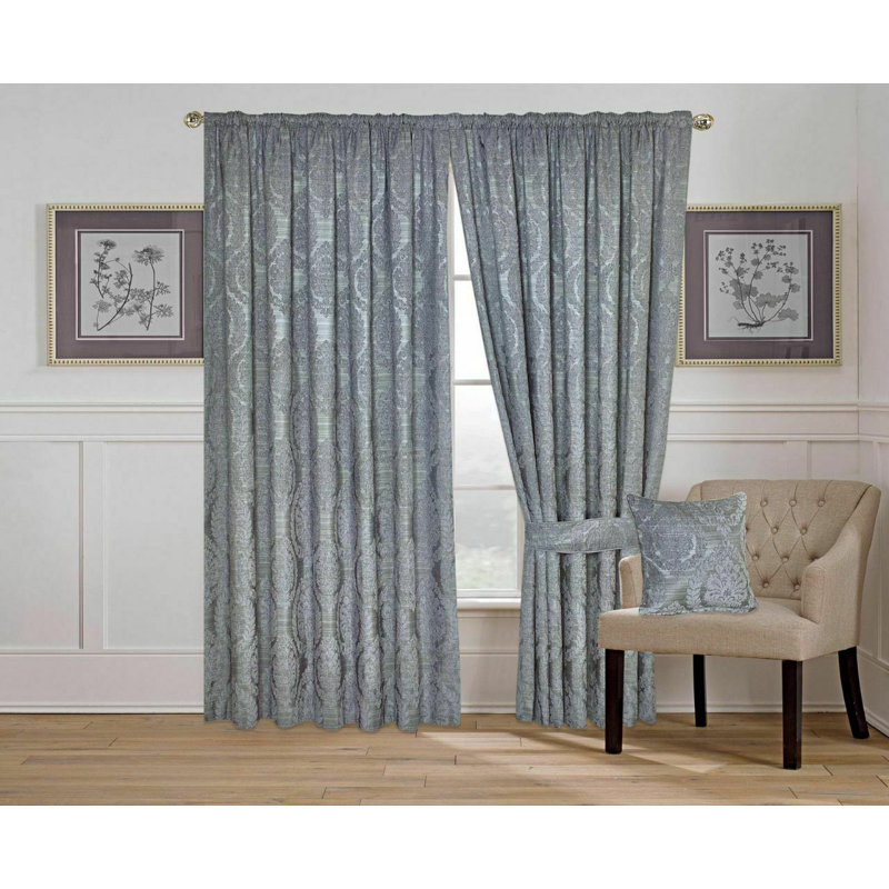 Cotton Blend Sheer Curtain Pair, 168 W x 183 D cm, Silver