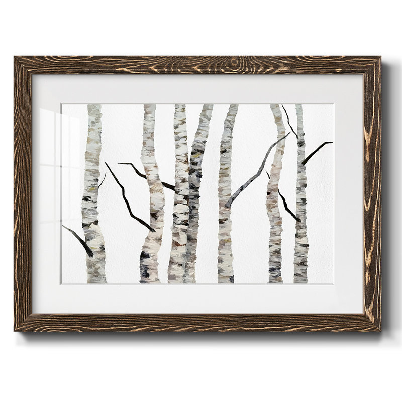 Birch Trees II - reproduction encadrée rustique avec tableau mat, H 18 po x l 26 po x P 1,5 po, Noyer