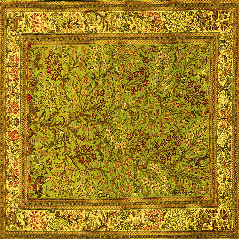 Tapis jaune en laine / polyester tissé à la machine Jolynne, Rectangle 2 pi x 4 pi