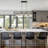 Jorinde 4-Light Modern Farmhouse Rectangle Black Metal  Chandelier with Seeded Glass Shade