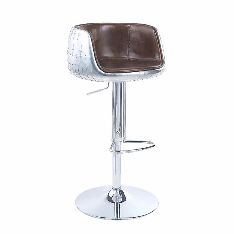 Tabouret pivotant rétro brun et aluminium Vintage