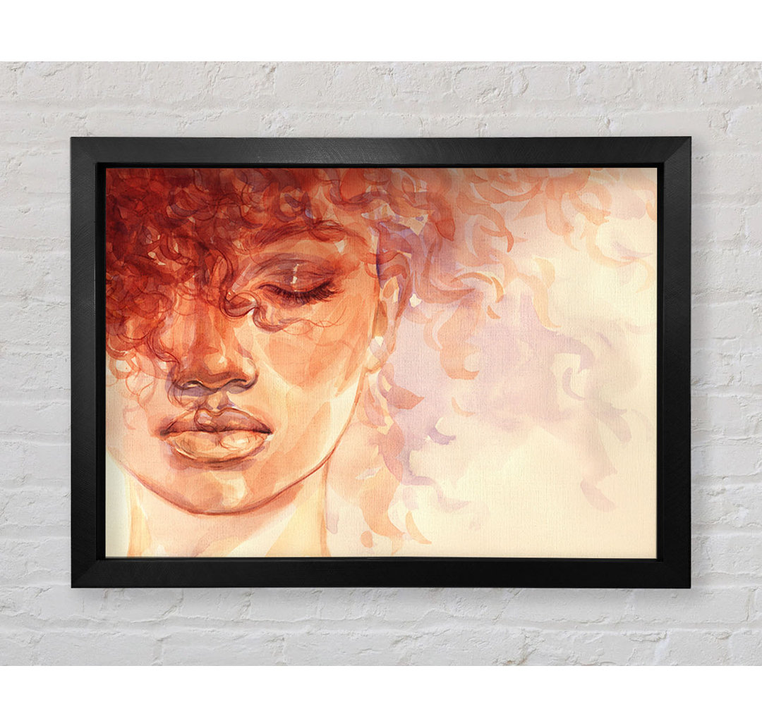 Orange Portrait von Aquarell - Druck