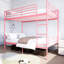 Lit superposé avec échelle et garde-corps haut, capable de se diviser, lit superposé en métal, espace de rangement, silencieux, taille simple sur simple, rose-1815345514