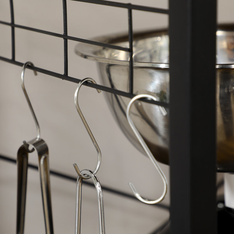 Rustic Brown Adjustable Kitchen Baker's Rack with Power Outlet