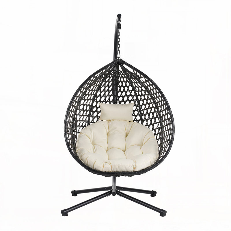 Hanging Egg Chair for Indoor and Outdoor Use, Beige, Black