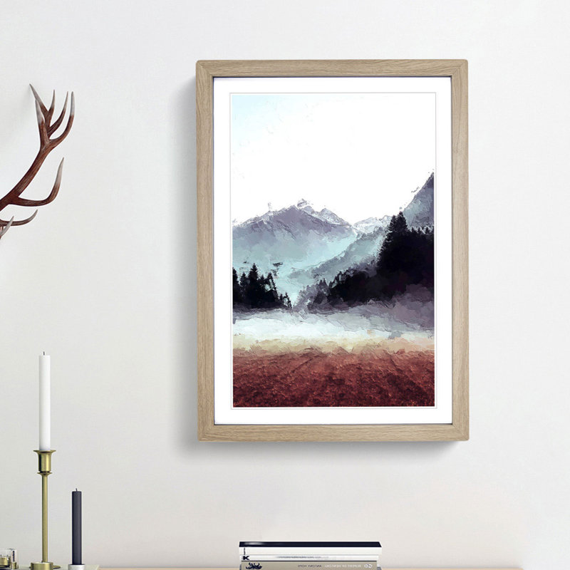 Fog over Luttach in Italy - Picture Frame Painting Print, Oak Framed, 36cm H x 27cm W x 2cm D