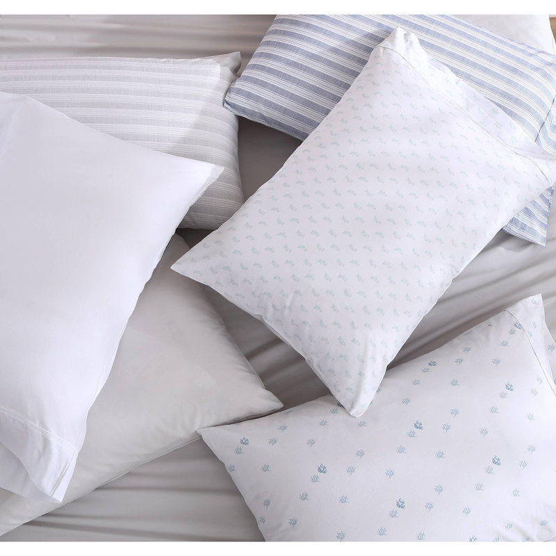 Tommy Bahama Printed Percale Cotton Sheet Set, California King Sheet Set with 2 Pillowcases, White