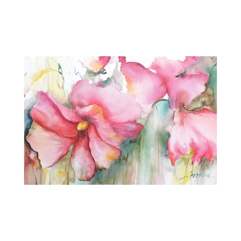 Horizontal Flores III by Leticia Herrera - Wrapped Canvas Painting, 20.32 cm H x 30.48 cm W
