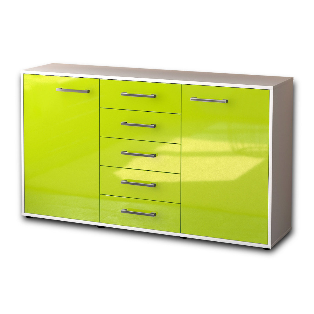 Sideboard Dorelly, Korpus Anthrazit, Front Lila (136x79x35 cm), inkl. Metallgriffe