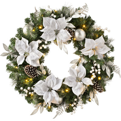Faux Lighted 76cm Wreath