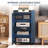 Record Player Stand with Open Record Rack, Adjustable Shelf & Lockable Wheels – Remote Control Signal Pass-Through, Cable Management Holes for Living Room, Home Theater, Vinyl Storage – 35.1"H x 23.5"W x 19.7"D, Blue-242999355