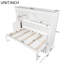 Lit escamotable double en bois avec bureau rabattable et tablettes de rangement intégrées, blanc