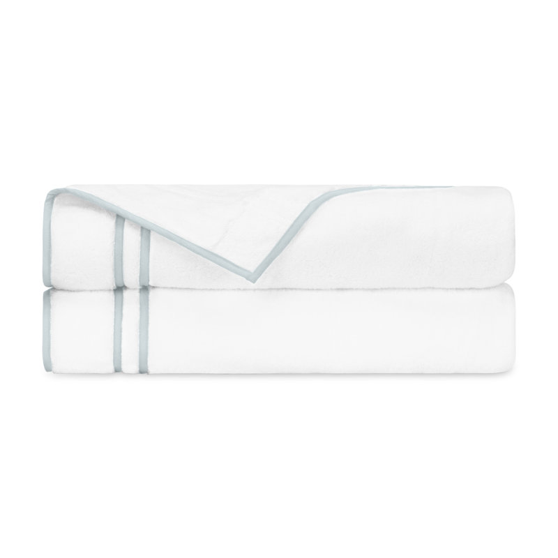 Ribbons 2-pc Bath Towel Set, White/Sion Blue