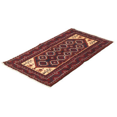 Tapis décoratif en laine noué à la main de conception unique 3 pi 1 po x 6 pi 4 po Bertelli